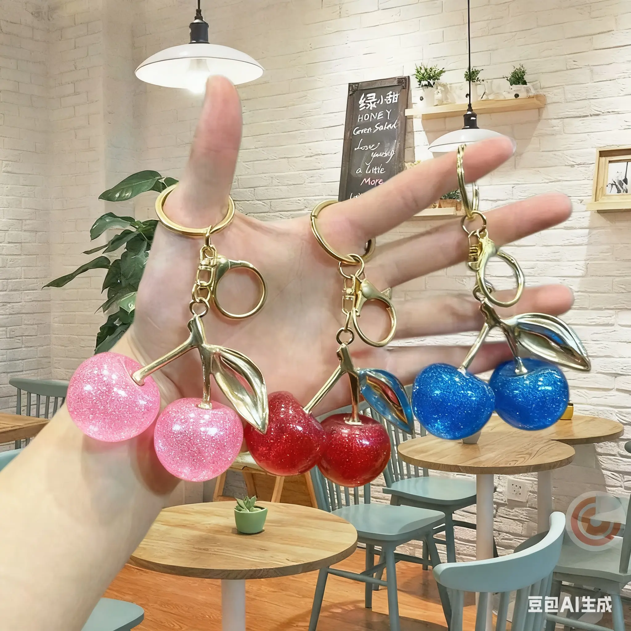 Unisex Cherry-Themed Stylish Keychain - Kawaii Fruit-Theme Fashion Accessory for Purse, Backpack Personalization & Daily Use Bags