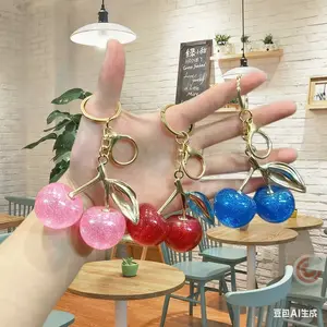Cherry Design Keychain Adorable Fruit-Themed Accessory for Bags & Backpacks Versatile Fun Charm for All Ages Perfect for Personalizing Your Items