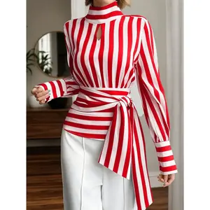 Women’s Striped Shirt, Fashionable Stripe Design, Versatile for Work & Casual, Stylish Women’s Clothing for Everyday Wear