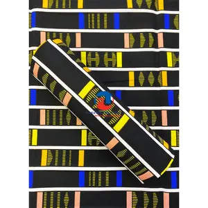 Guaranteed Wax Block Prints Hi-target Tribunal Design - Black, Blue, Peach, Yellow, White