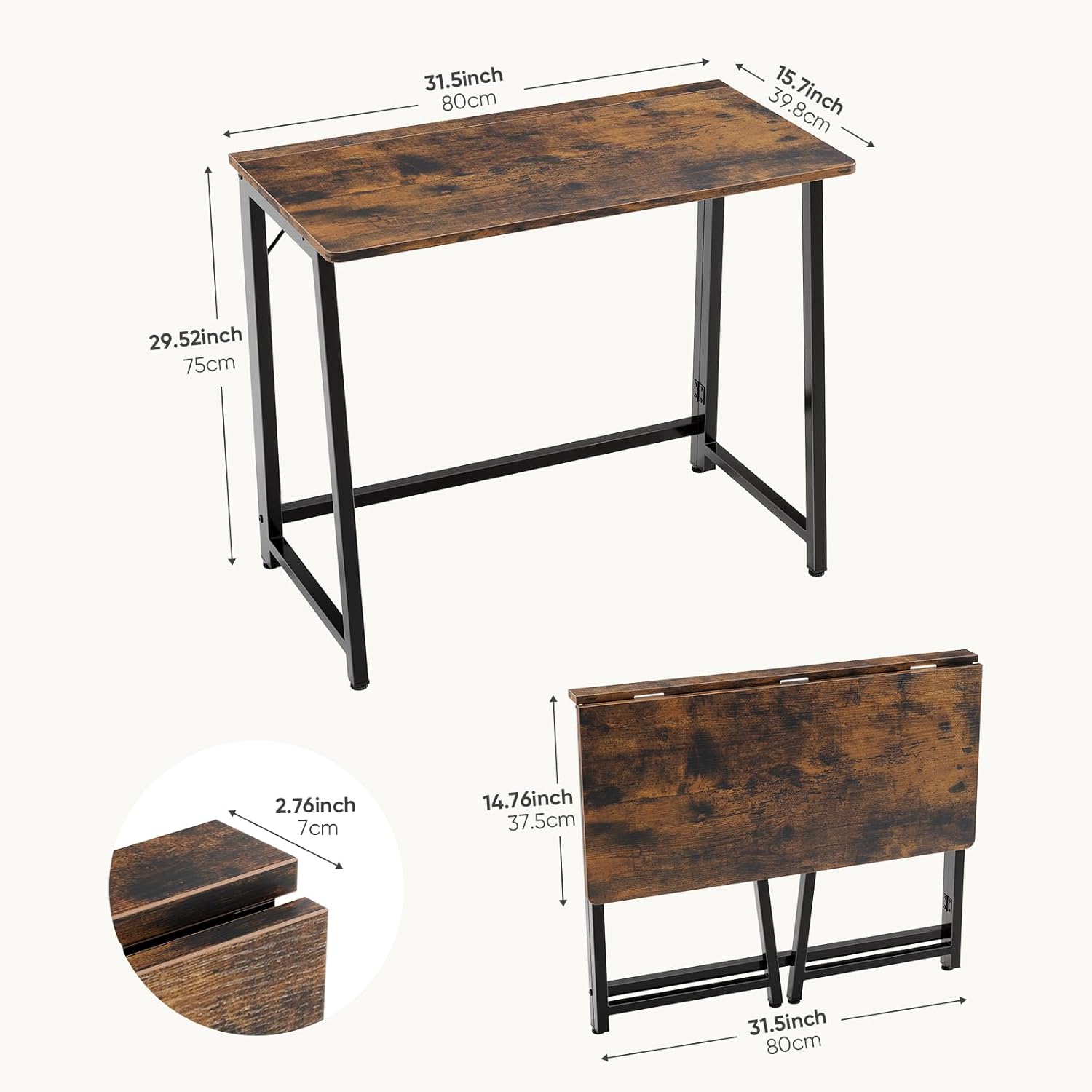 Small Space Folding Desk 31.5 Inch, Compact Foldable Computer Table, Narrow Home Office Workstation for Apartment, Dorm & Bedroom Small Space Folding Desk 31.5 Inch, Compact Foldable Computer Table, Narrow Home Office Workstation for Apartment, Dorm & Bedroom