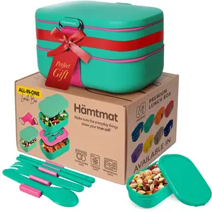 HÄMTMAT Leakproof Bento Box for Work, School & Travel - Stackable Lunch Box, Microwave & Dishwasher Safe - Lunch box Tableware