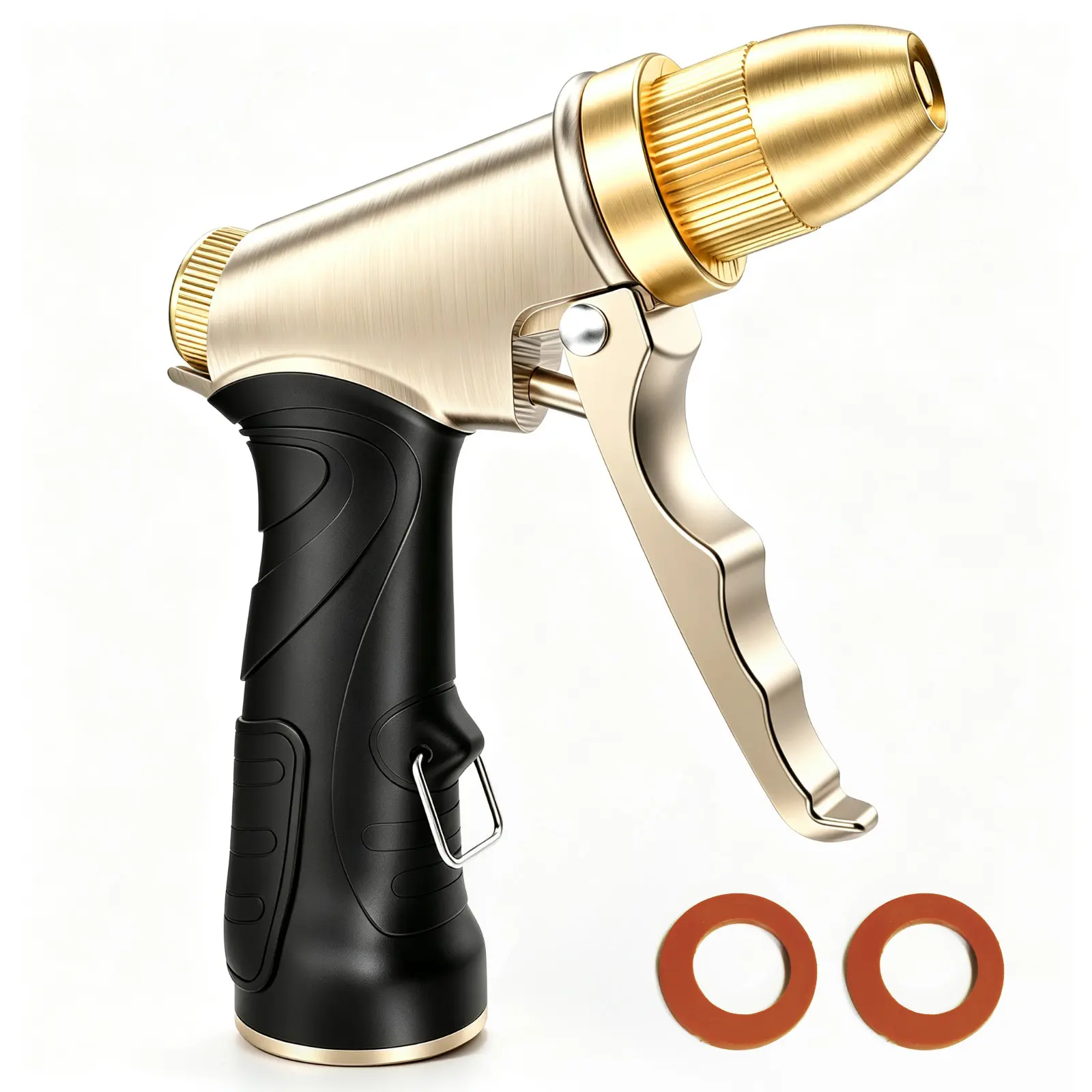 Qxiaozhan Heavy Duty Zinc Alloy Garden Hose Nozzle - Metal Adjustable Jets Sprayer, 80 PSI High Pressure, 3/4" Thread, Cold-Proof Handle, Easy Installation, Manufacturer Warranty, for Outdoor Activities, Lawn Care, Cleaning Cars