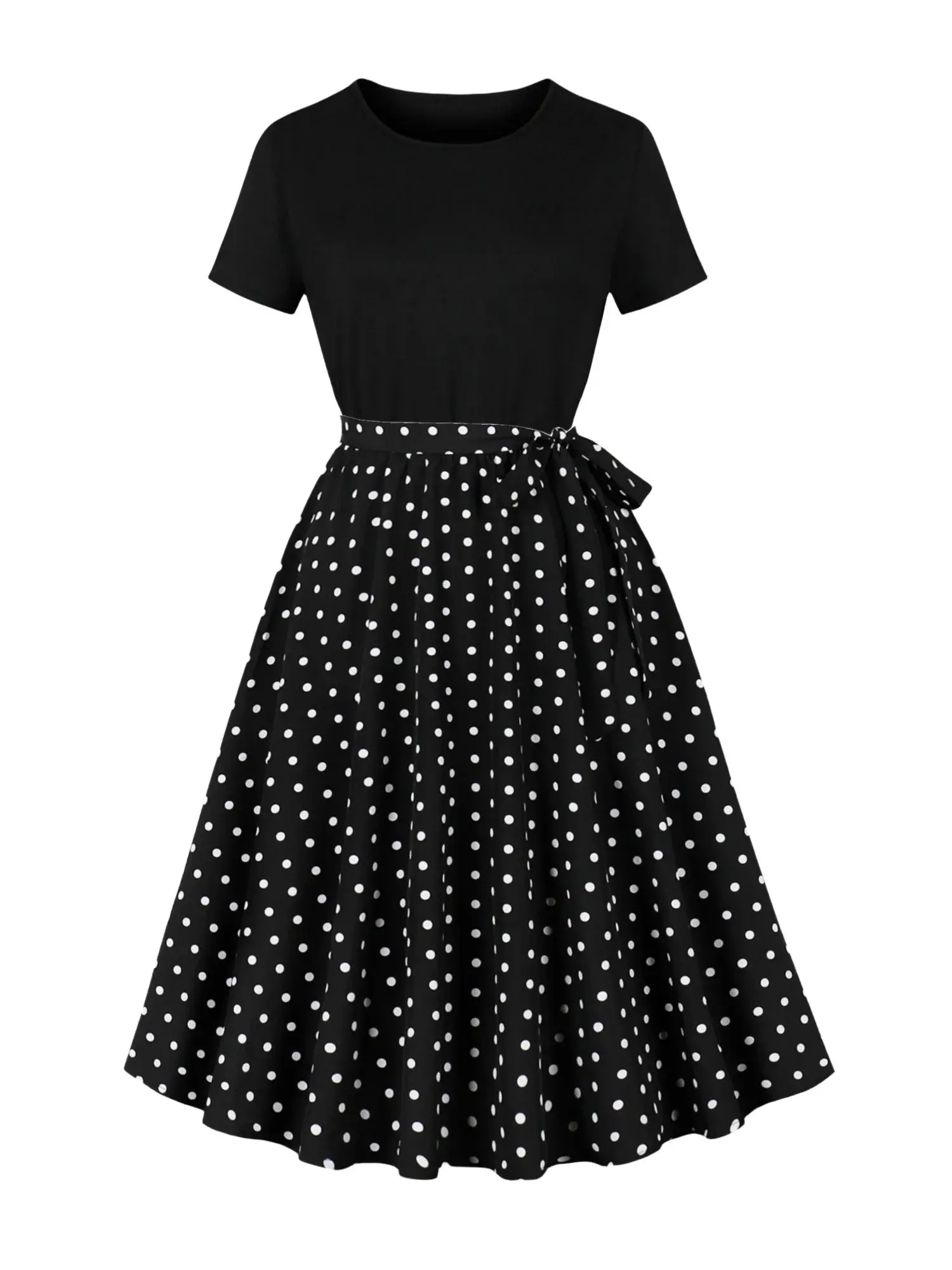 Slimming Hourglass Silhouette, Vintage Polka Dot Swing Dress  1950s Retro  Midi Dress, High-Waisted A-Line Skirt Casual Womenswear Elegance - TikTok  Shop