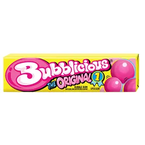 4x Bubblicious The Original 1 Classic Chewing Gum - Fun Bubble Gum Snack Candy 5ct