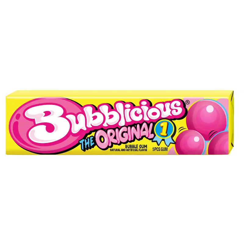 Bubblicious The Original Classic Chewy Sweet Bubblegum Flavored Chewing Gum - 9 Box Packs, 5ct Each, Gum Base Fun Snack Candy