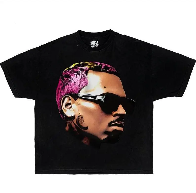 Chris Dyed Hair Streetwear Boxy Tee Shirt, Y2K tshirt, opium shirt, graphic, oversized tees, rap shirts, brown, music, kids, kid, t-shirt