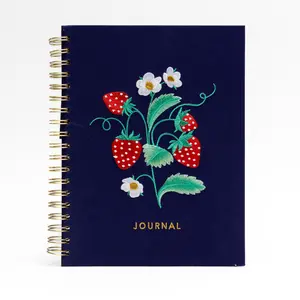Ecokind Embroidered Strawberry Journal, 10.125" x 8.15", 105 Sheets