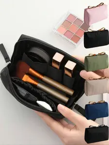 Portable Dual Zipper Storage Bag, Lipstick Commuter Pouch, Large Capacity Makeup Bag, Makeup Organizer, Travel Essential Women's Accessory, Travel Cosmetic Bags, Cosmetics Bag
