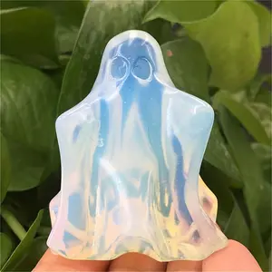 Ghost Design Clear Quartz Ornament, 1 Count Hand Carved Quartz Ghost Statue, Desktop Decoration for Home Office, Gift for Friend & Colleague
