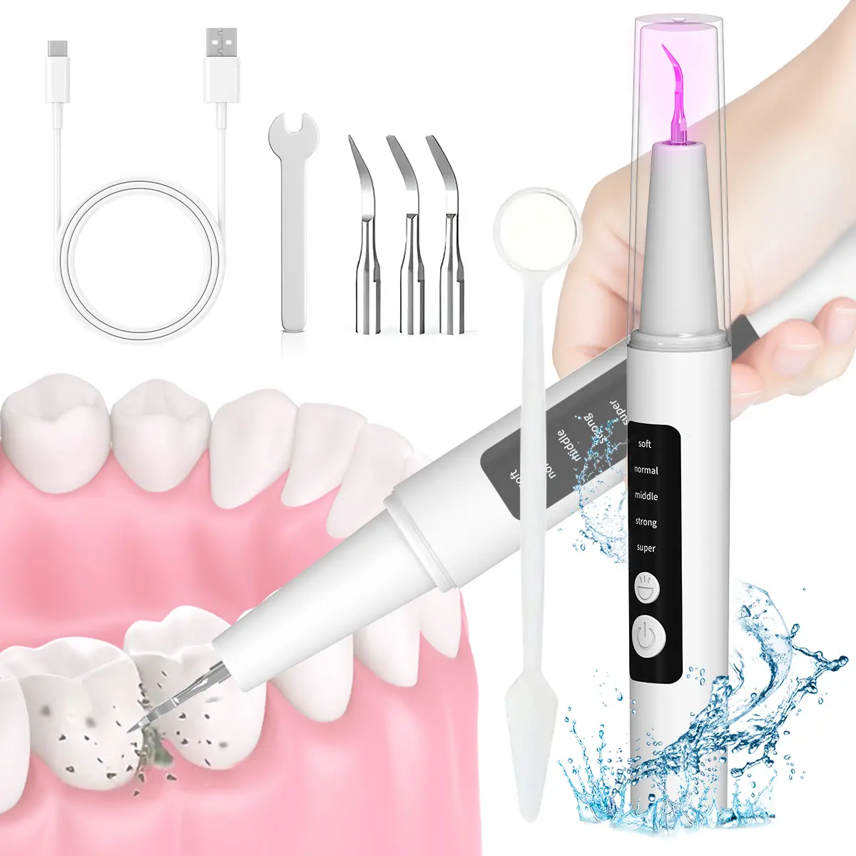 【Free.ship】SETIPS Teeth Plaque Remover Cleaner,Ultrasonic Plaque Cleaner, Electric Toothbrush, Oral Care for Human Cat Dog Pet Teeth - Teeth Cleaning Kit for Tartar and Stains