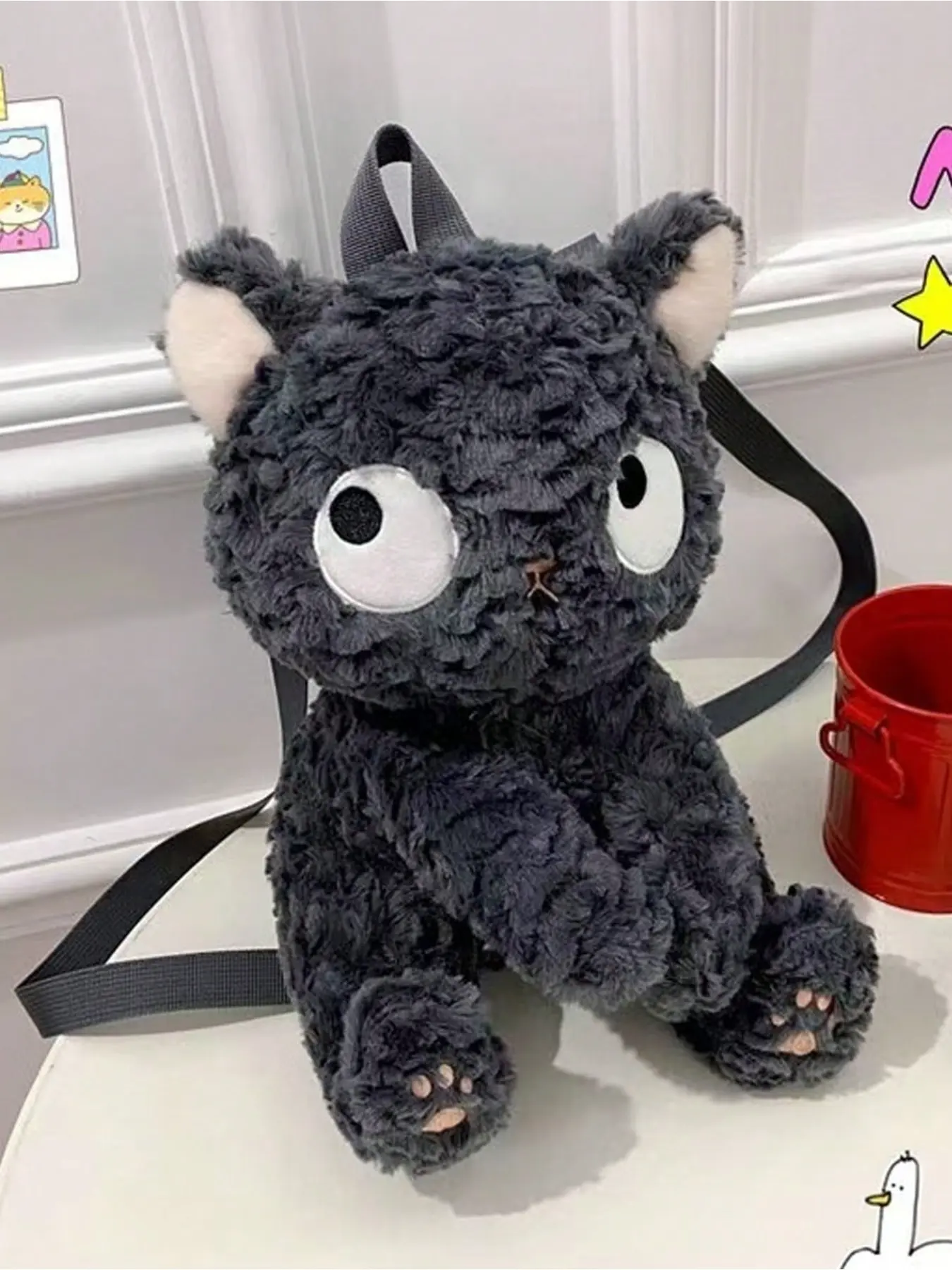 Cute Cat Plush Backpack, Y2K Style Cartoon Wallet, Perfect for Valentine's Day, Wedding, Cosplay, Music Festival, Kids' School Bag