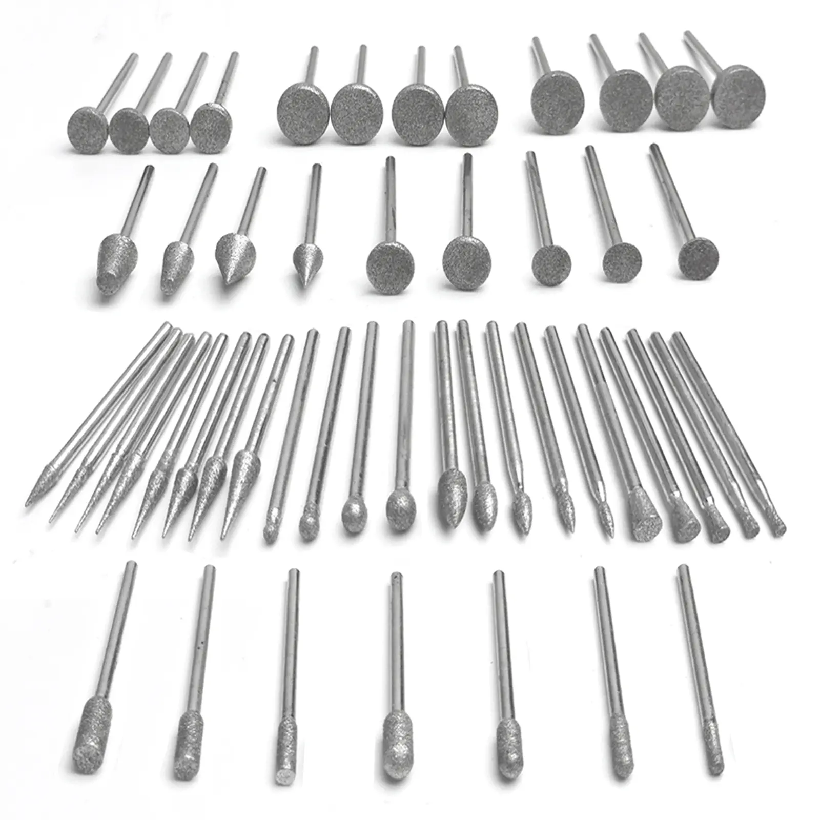 52 Pieces Diamond Grinding Bit Stone Carving Set, 1/8" (3mm) Shank Power Tool Accessories Compatible with Dremel for Stone, Glass, Ceramics Carving, Polishing, Grinding