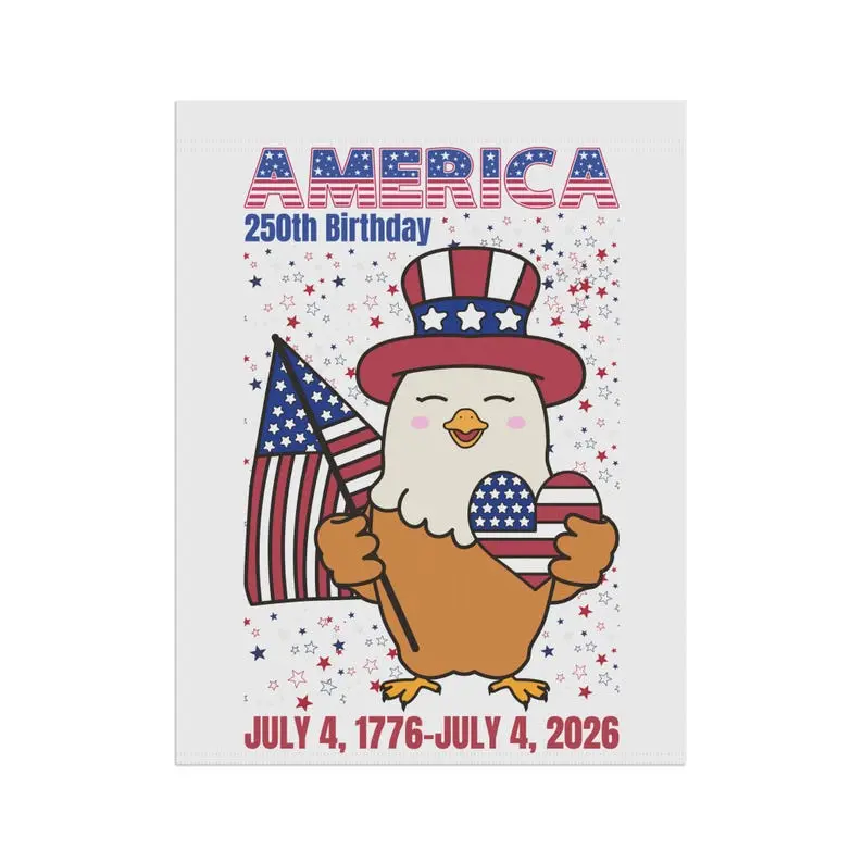 America 250th Birthday Garden Flag | Patriotic Eagle July 4th Decor