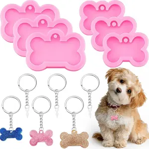 6 count   Tags Mold 2.5'' 2''     Molds with 10 Key Rings DIY Pet Tag Pendant Epoxy Mold Kit for Homemade Crafts  Casting Custom Pet Name Card