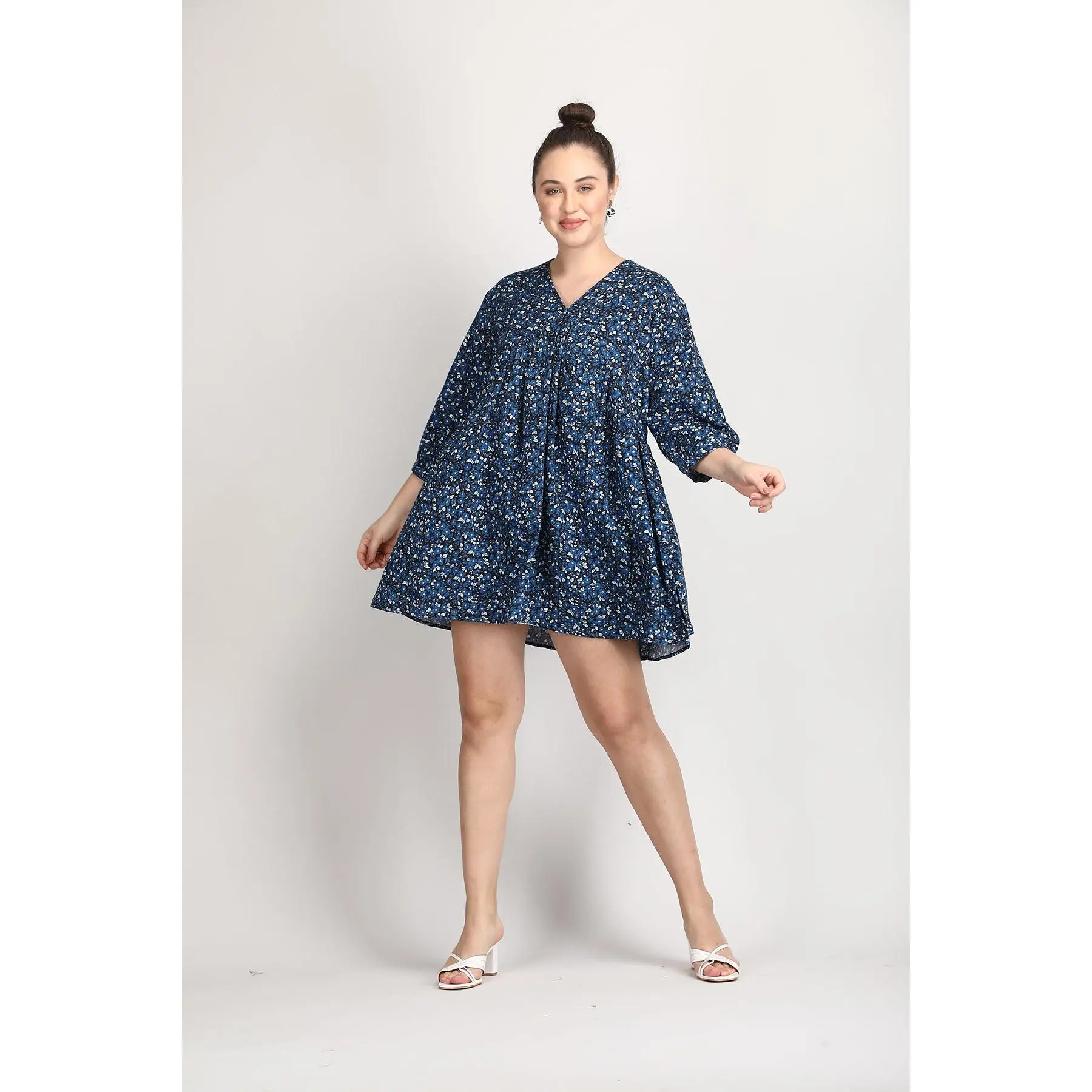 Organic cotton short blue dress