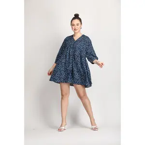 Organic cotton short blue dress