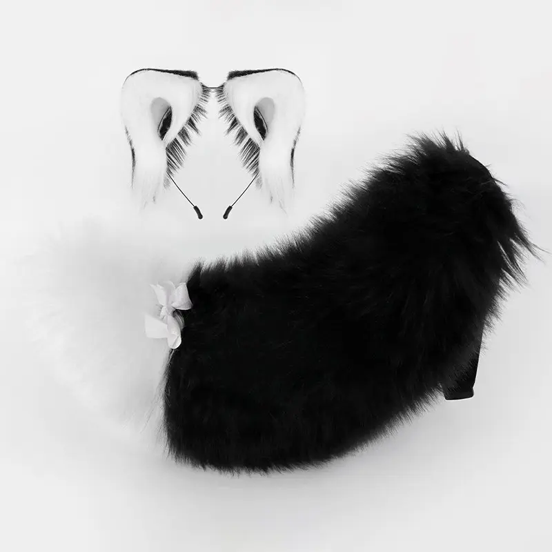 Handmade Plush Panda Ears Headband + Large Tail Set, Softie Lolita Accessory, Costume Accessory, Cosplay Props, Anime Photo Props, Bunny Ears