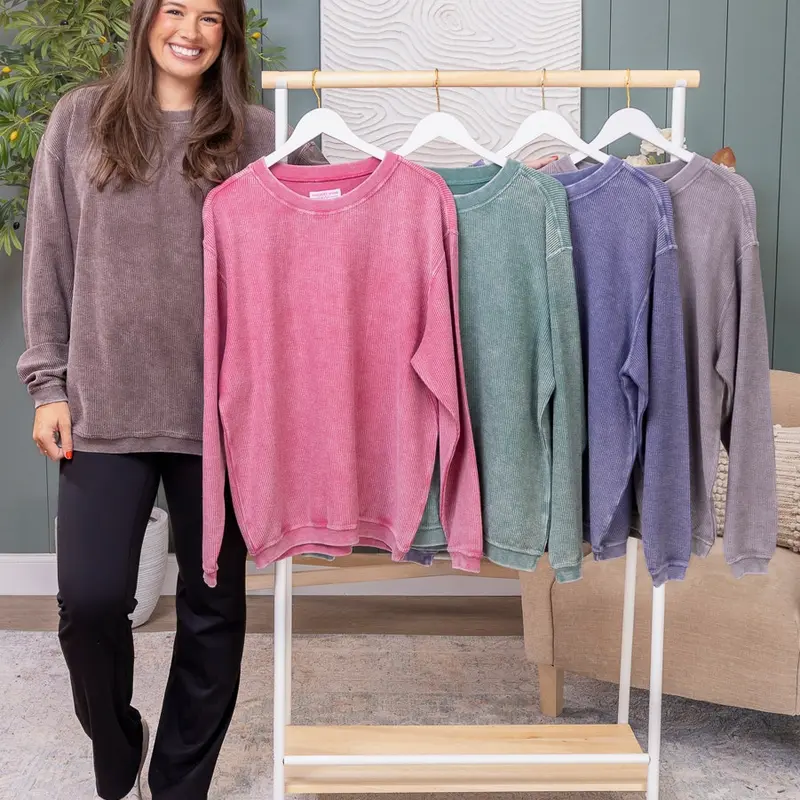 100% Cotton Washed Ribbed Pullover by DD Design | S-3X