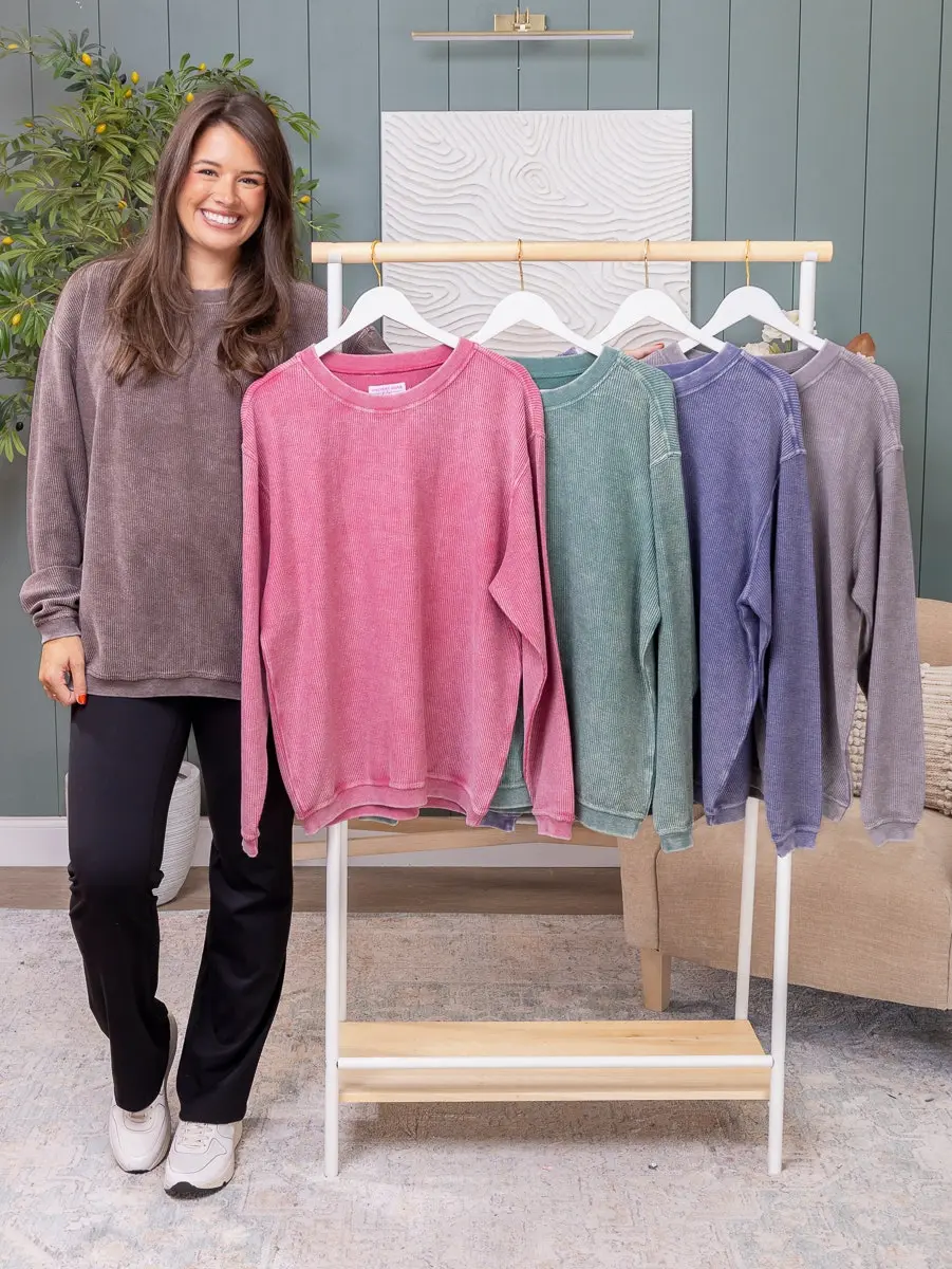 100% Cotton Washed Ribbed Pullover by DD Design | S-3X