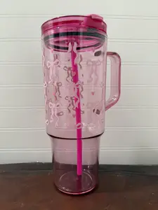 Plastic Tumblers UVDTF Designed Colored Handled Plastic Tumbler_44oz. 40oz, 28oz options