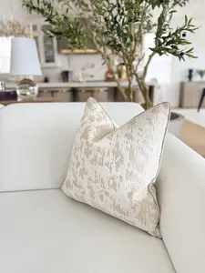 Textured Off White Cream Velvet Throw Pillow Cover