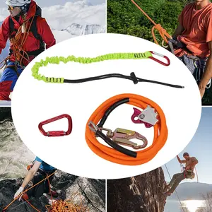 Climbing Lanyard Steel Wire Core Flipline Kit Outdoor Safety Rope 5/8in*12ft