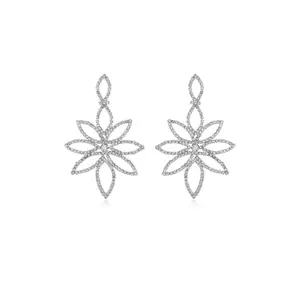 Ettika Crystal Bouquet Statement Earrings 3" x 2" Gold Tone Plated Rhodium on Steel with Glass Crystals Bold Elegant Design