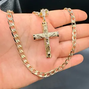 CROSS Necklace Fashion  Style gold-plated Cuban Chain 24”
