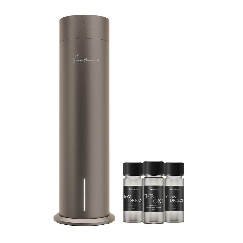 Scentiment Diffuser Tall Air 2 - Discovery Kit with Sampler Oils: Cold-Air Diffusion Technology with Wi-Fi & Touch Controls, Rechargeable Battery, Covers 1000 Sqft; Includes Top 3 Luxury Hotel-Inspired Fragrance Oils (20ml)