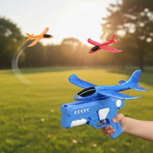 colorful	durable foam airplane launcher toy, 1 set outdoor fun hand throwing airplane toy, outdoor sports toy for kids, birthday gift for boys & girls
