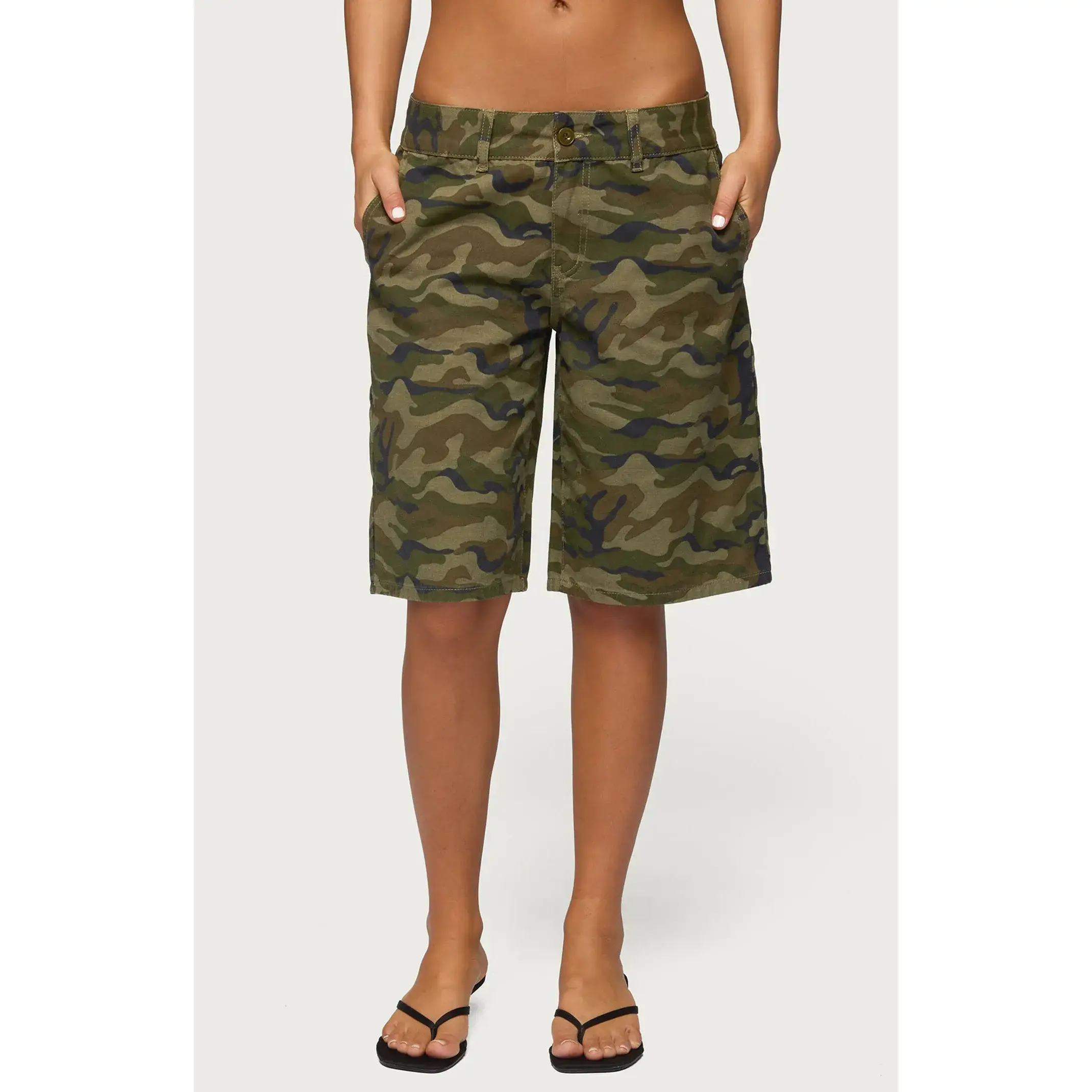Edikted Women's Camo Denim Low Rise Bermuda Shorts Edikted Women's Camo Denim Low Rise Bermuda Shorts