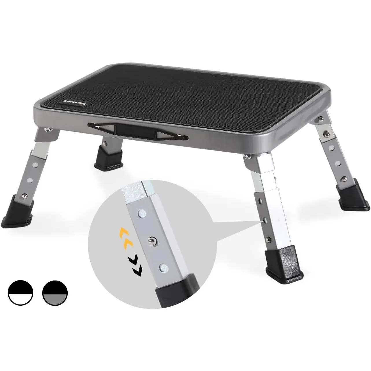 3 Levels Adjustable Folding Step Stools for Adults, Sturdy Metal RV Step Stool, Safer Foldable Small Kitchen Stepping Stool for  Seniors Bed, Multi-Use Office Foot Stool under Desk by