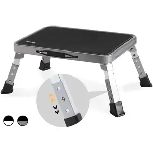 3 Levels Adjustable Folding Step Stools for Adults, Sturdy Metal RV Step Stool, Safer Foldable Small Kitchen Stepping Stool for  Seniors Bed, Multi-Use Office Foot Stool under Desk by