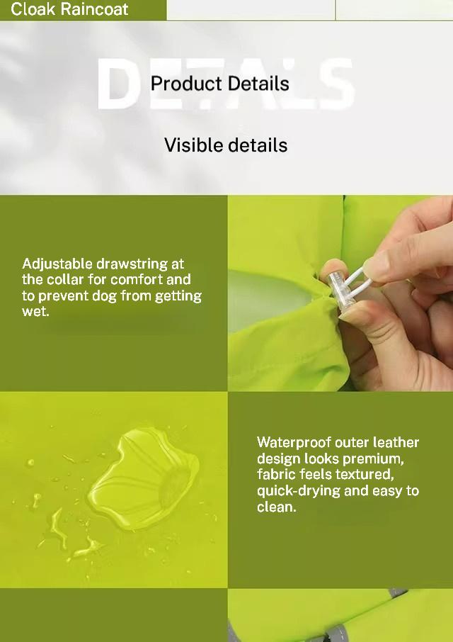 Dog Raincoat, Adjustable Dog Rain Jacket Clear Hooded Double Layer, Waterproof Poncho with Reflective Strip Straps for Small Medium Large Dog