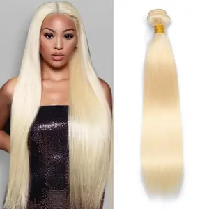 613 Bundles Human Hair Straight Blonde Bundles Human Hair Unprocessed 12A Grade Brazilian Virgin Raw Hair Quick Weave 1 Bundles Hair Extensions for Women