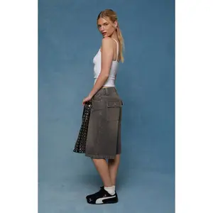 Pacsun Women's Peyton Extreme Jorts Button Pocket Gray