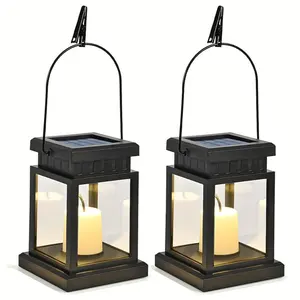 2/4-Pack Outdoor Solar Hanging Lights, LED Flameless Candle Light, Garden Patio Lawn Deck Tent Tree Decor, Non-Rechargeable Batteries Included