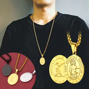 FaithHeart St Sebastian Baseball Necklace Stainless Steel