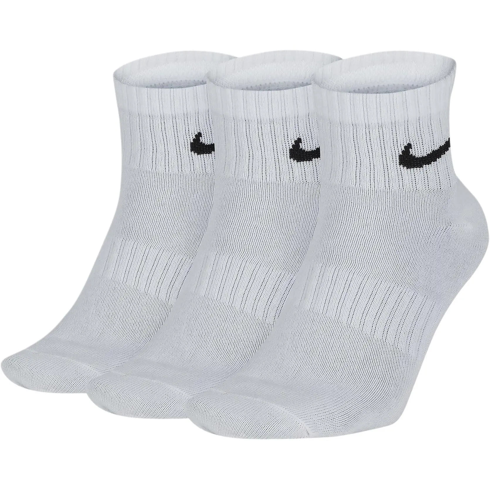 Nike Everyday Lightweight Ankle Socks 3-Pack, Classic White Comfort Ribbed Sport Cushion Socks