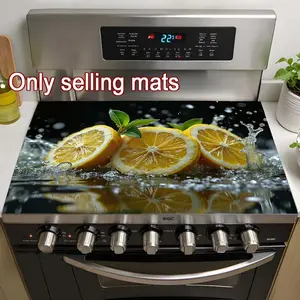 Half cut lemon pattern rubber stove cover - heat-resistant, non slip, absorbent, easy to clean, oven mat, refrigerator mat, kitchen stove cover, suitable for surface protection of ovens, washing machines, and appliances, Kitchenware