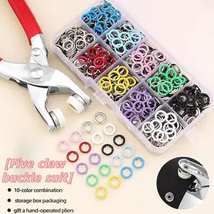 Sewing DIY Snap Fastener Kit: Includes metal snap fasteners and a manual pressing tool – a complete set