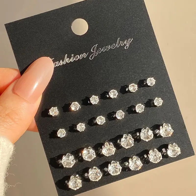 Zircon Stud Earrings, Fashionable Earrings, Versatile Fashion Jewelry for Party & Daily Wear, Birthday Gift, Artificial Zircon Ear Studs, Pretty Studs, Stud Earring Sets