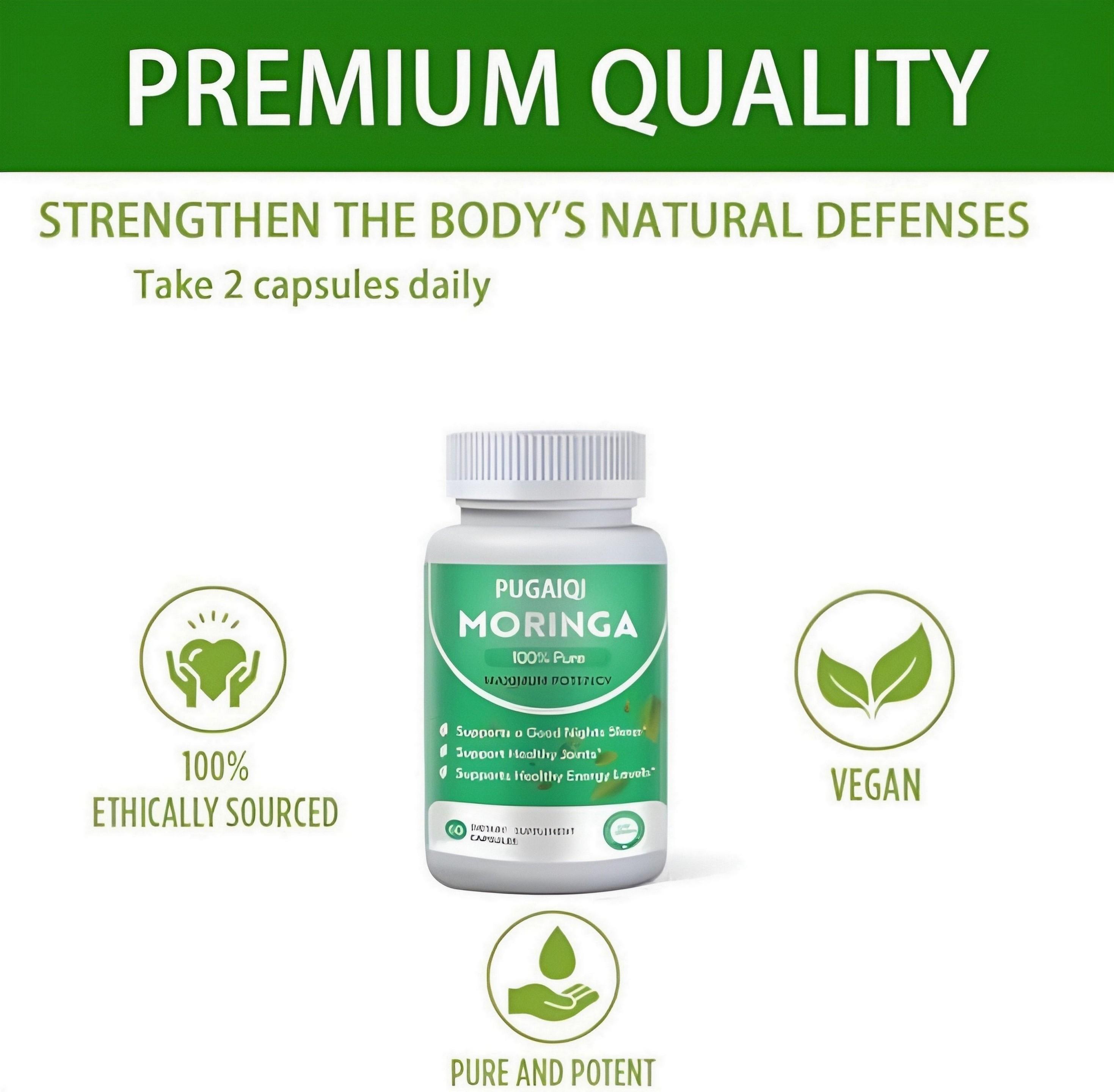 Rosabella Moringa Powder Capsules 800mg - Immune Support, Gut Health & Focus Enhancement - Reduce Inflammation, Boost Memory & Daily Wellness