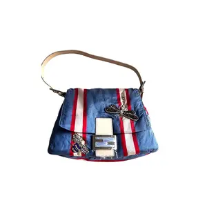 Pre-owned FENDI satin Shoulder Bags Vintage Mamma Insect Baguette Shoulder Bag Good Vintage Condition with Clean Exterior