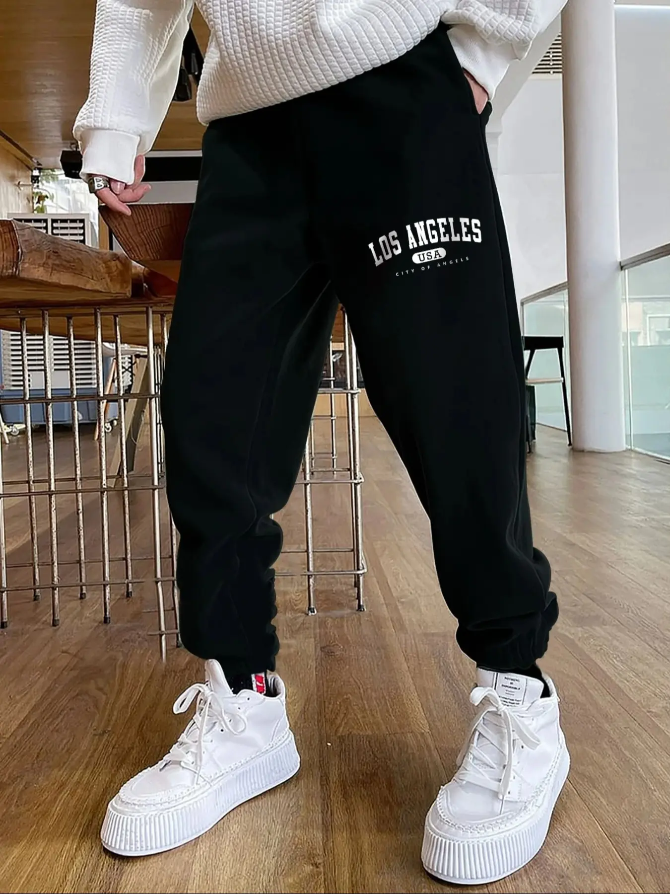 Men's Sporty Fitted Letter Graphic Sweatpants, H-Type Design, All-Season Comfortable Fit, Ideal for Daily Wear & Active Lifestyle