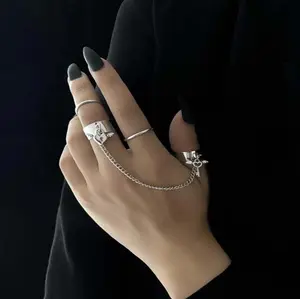 Lock and key combination ring opening adjustable size women's daily wear gift