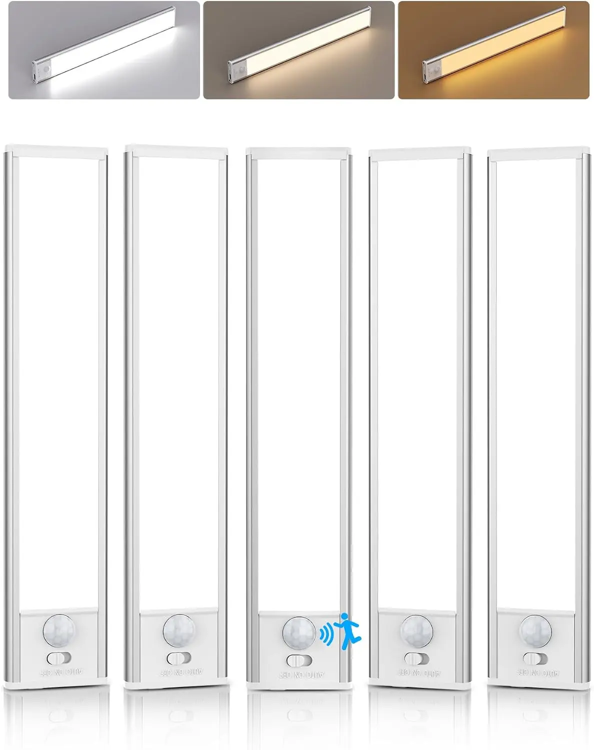 8-Inch Wireless Under-Cabinet Lighting, Indoor Motion Sensor Light, 3/6/9-Pack | Rechargeable, 3 Color Temperatures, Dimmable, Magnetic LED Closet Lights, Under-Counter Lights for Kitchen, Home, and Stairs