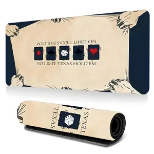 Vintage Parchment Style No Limit Texas Hold'em Poker Mat Extended Gaming Mouse Pad, 1 Count Large Keyboard Mouse Mat, Large Non-slip Rubber Base Mouse Mat with Stitched Edges, Perfect Gift for Gamers Men Women, Home Office Desk Accessories