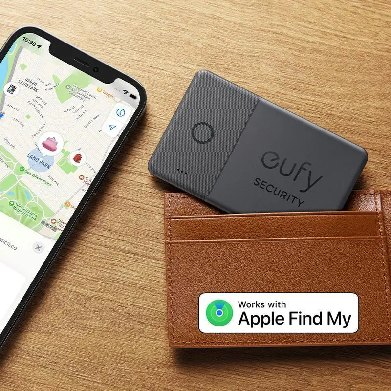 eufy Security SmartTrack Card (Black, 1-Pack), Works with Apple Find My (iOS Only), Wallet Tracker, Phone Finder, Up to 3-Year Battery Life(Android No